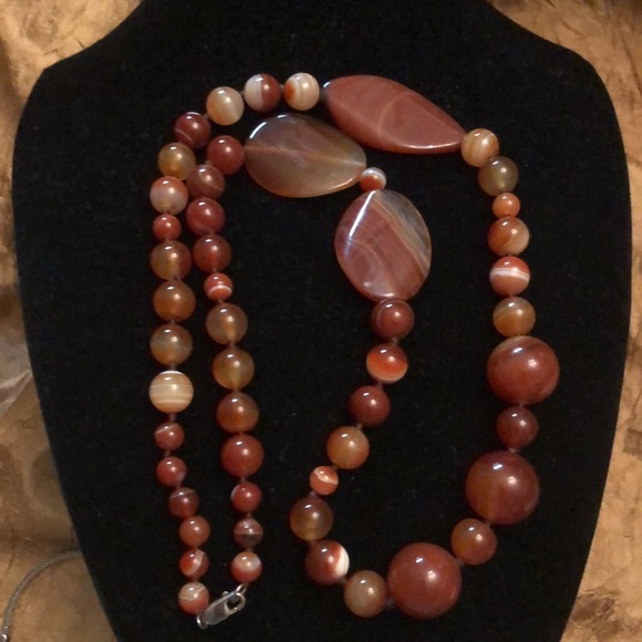 Natural Red Botswana Agate Necklace - Picture 4 of 6